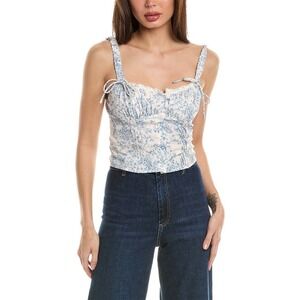 Commense Floral Corset Top Cottagecore Lace Trim Tie Straps Bustier Top Size S‎